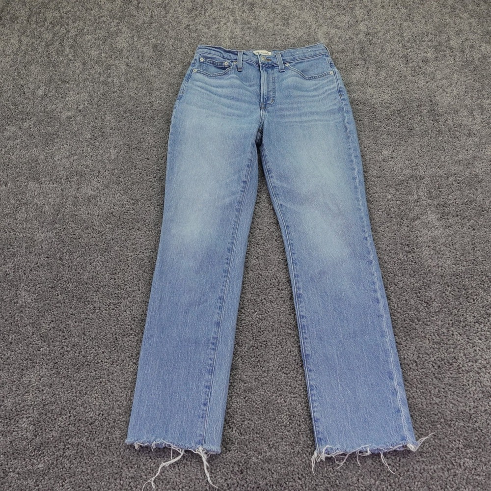 Madewell The Perfect Vintage Jean Womens 27 Light Blue Denim Raw Hem Straight
